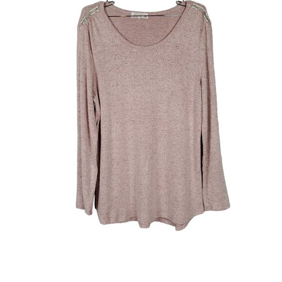 💥034 Retrology Pullover Embellished White/Romantic Rose Combo Top - Picture 1 of 9